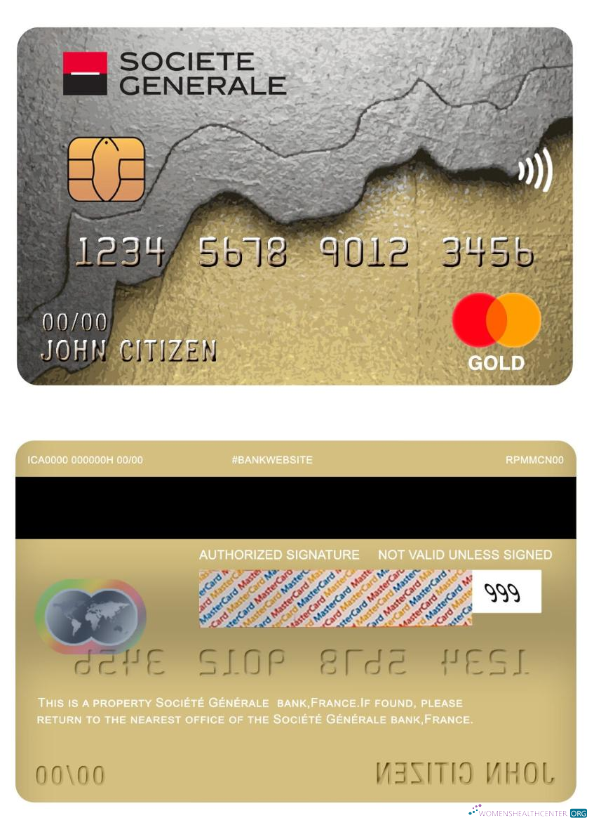 Download France Société Générale bank mastercard Photoshop template